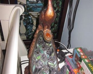 Peacock Stained Glass Lamp