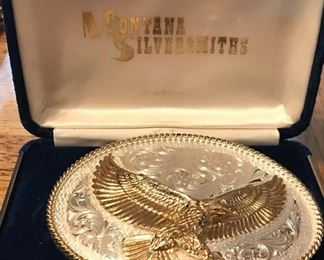 Montana Silversmiths silver-plate eagle belt buckle 