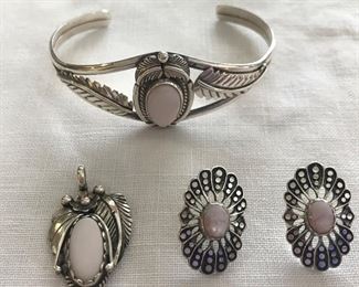 Sterling silver and pink mother of pearl jewelry 