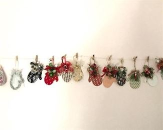 Hand crafted mitten Christmas ornaments 