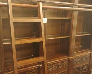 Stunning lighted 2 pc executive bookcase with ladder