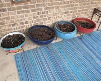 Nice collection of pots w/ metal stands