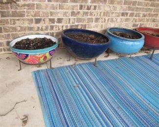 Nice collection of pots w/ metal stands