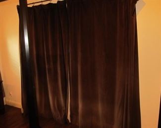 Brown Suede Lined drapes - for privacy & keeps the room cool. 