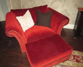 Lovely & comfy oversized chair & ottoman to curl-up in