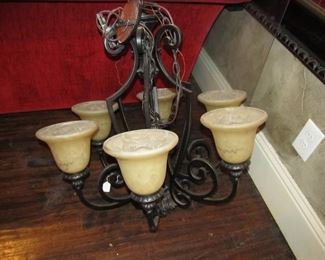 6 light bronze chandelier - dining room (removed)