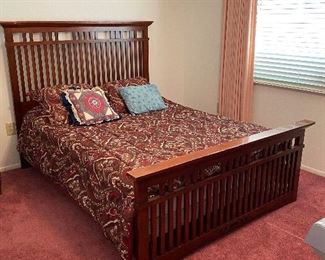 Broyhill Mission style queen size Bed 86.5”x68” wide