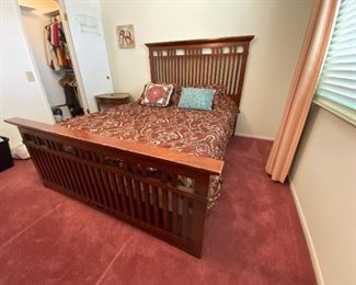 Broyhill Mission style queen size Bed 86.5”x68” wide