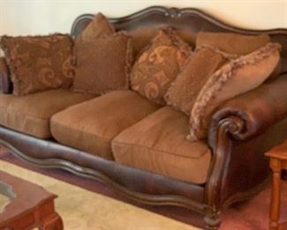 Leather & Cloth Sofa/Couch 42x90x43in HxWxD