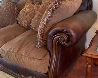 Leather & Cloth Sofa/Couch 42x90x43in HxWxD