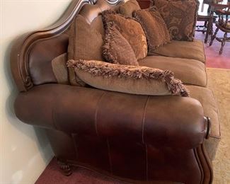 Leather & Cloth Sofa/Couch 42x90x43in HxWxD