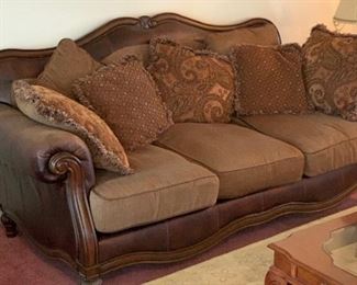 Leather & Cloth Sofa/Couch 42x90x43in HxWxD