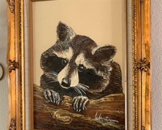*Original* Frank Walcutt Oil Painting Raccoon