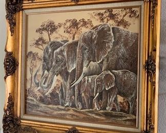 *Original* Frank Walcutt Oil Painting Elephants