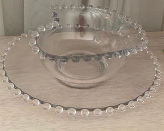 Heart Bowl/Plate Imperial Candlewick Beaded Edge Glass