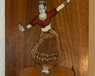 Indian Dancer Marquetry Wall Hanging