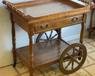 Vintage Walnut Tea/Bar Cart 31x31x21in HxWxD