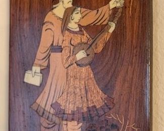 Man/Woman Marquetry Wall Hanging