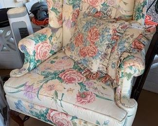 Floral Print Wingback Chair