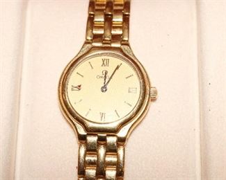 18k Omega De Ville (Ref. #4160.13) Ladies Wristwatch, with Box and Papers       *Red mark on dial is a spot of lost fabric from the watch's box, not a aesthetic defect on the watch*