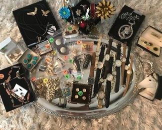 Costume jewelry, watches and pins