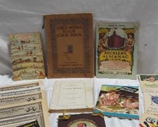 Old Cookebooks, Almanac and Calendar lot