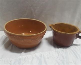 Old Stoneware Bowl and Pitcher