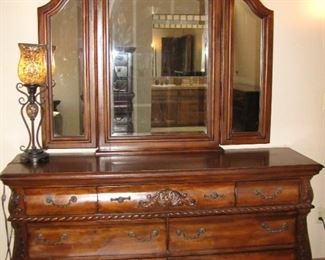 Beautiful  Intricate Carved Wood Detailing made of Solid Wood Dresser.