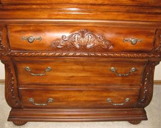 7 Drawer Chest Close up of Carved Wood Detail