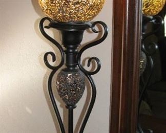 Tall Amber Crackle Glass Lamp