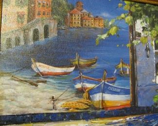 Outstanding  Venice Italy Canal Painting - Signed