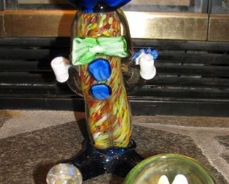 Vintage Murano  glass Clown - Glass Paperweights