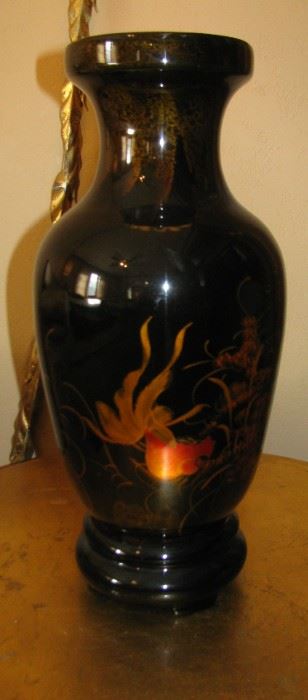 Fantail Goldfish - Black Vase