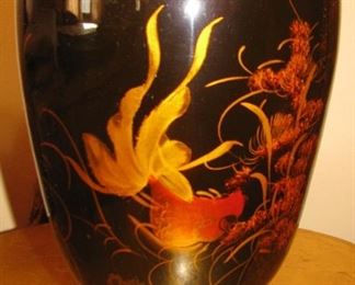Fantail Goldfish - Black Vase