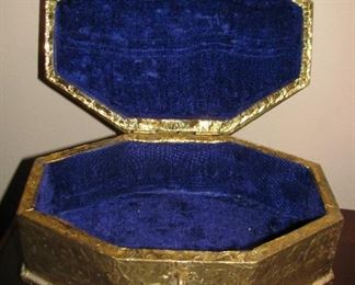 Large Antique Jewelry Box Inside