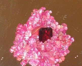 India Ruby Emerald Cut Approximately 2 plus Carats with Ruby Chips - Sold together