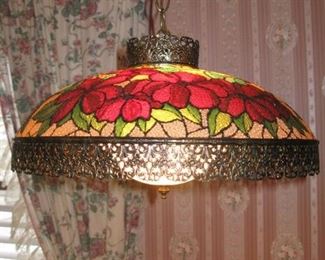 Very Pretty Vintage Stained Glass Hanging Swag Lamp