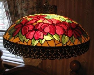 Very Pretty Vintage Stained Glass Hanging Swag Lamp
