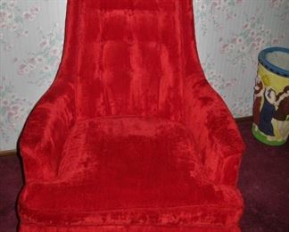 Vintage Hollywood Red Velvet High Back Chair by Monarch