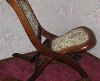 Rare Old Antique Folding Rocking Chair in Pristine Condition