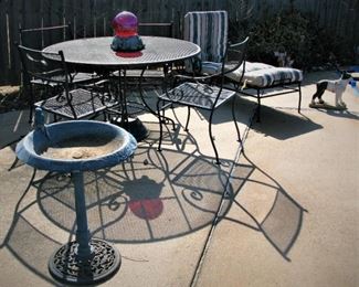 Wrought Iron 5 Piece Patio Dining Set - Wrought Iron Chaise Lounge
