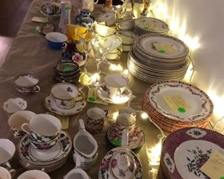 Vintage china as well as contemporary dishes