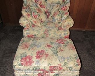 Overstuffed chair with ottoman