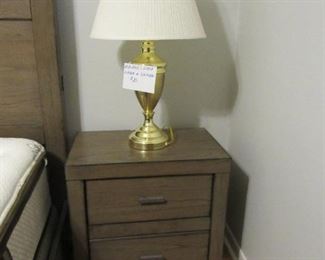 Brass Lamp on Bedside End Table