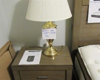 Brass Lamp on Bedside End Table