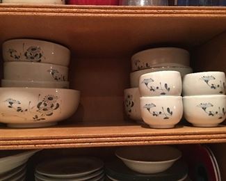 Blue painted - OTAGIRI - stoneware set - Hand crafted (Kiku) Oven to Table to Dishwasher   Many plates, bowls & cups