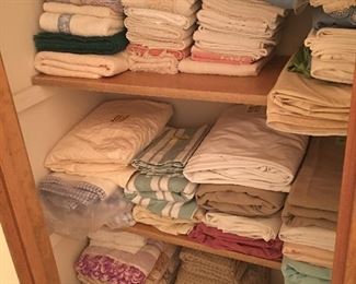 Many sheets - towels - linens - Crocheted towels 
