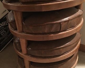 4 Custom  Made Stackable Leather Footstools