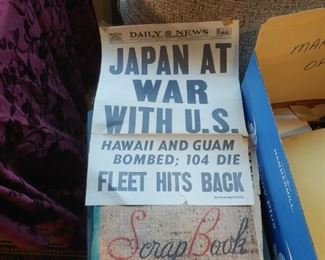 Original newspapers and scrapbooks from the 1940's