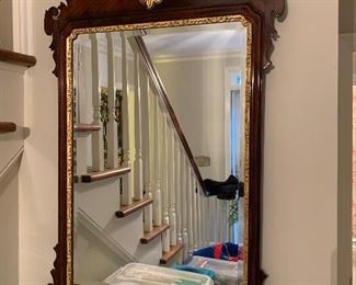 Chippendale style wood mirror with gold motif